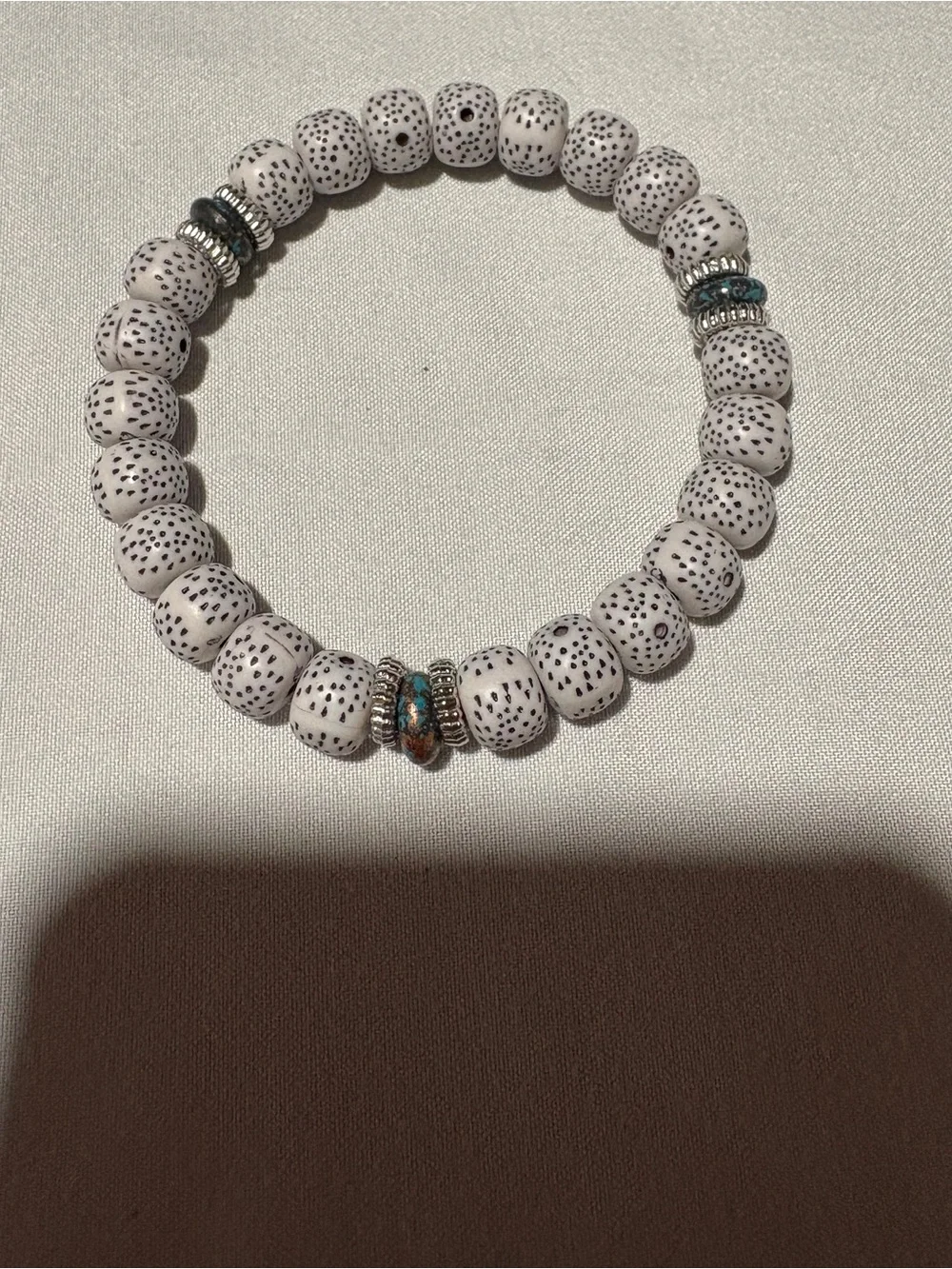 Blue & White Boho Bracelet Stack Set | Silver Angel Wing & Love You Charm | Laye